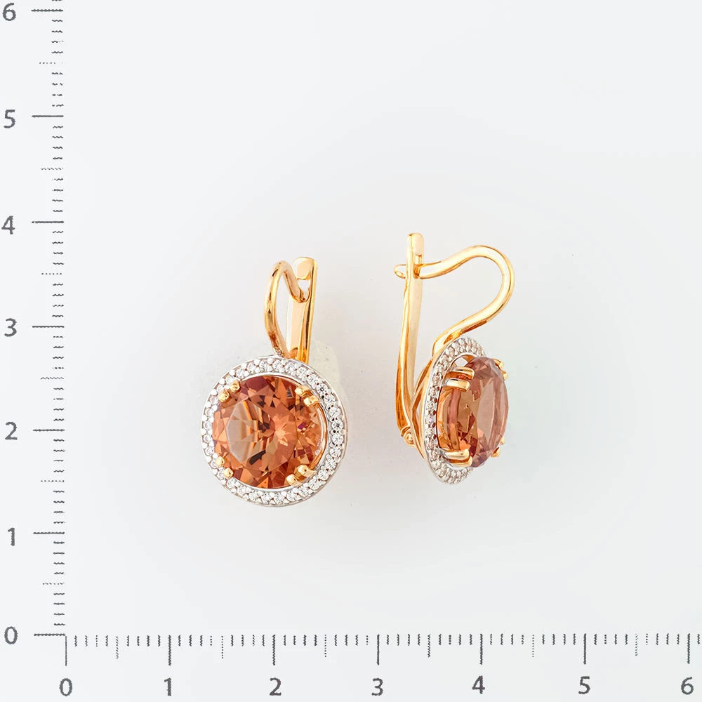 Серьги с ситаллом из красного золота 585 пробы