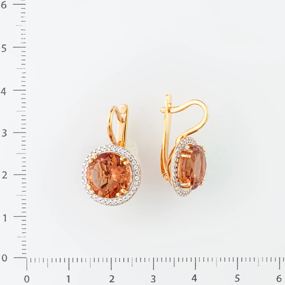 Серьги с ситаллом из красного золота 585 пробы