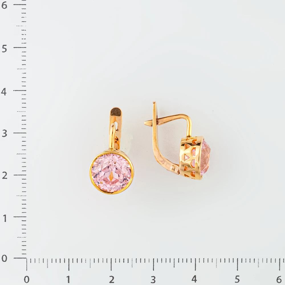 Серьги с фианитом из красного золота 583 пробы