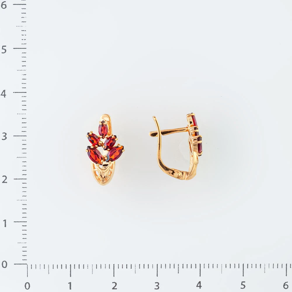 Серьги с гранатом из красного золота 585 пробы