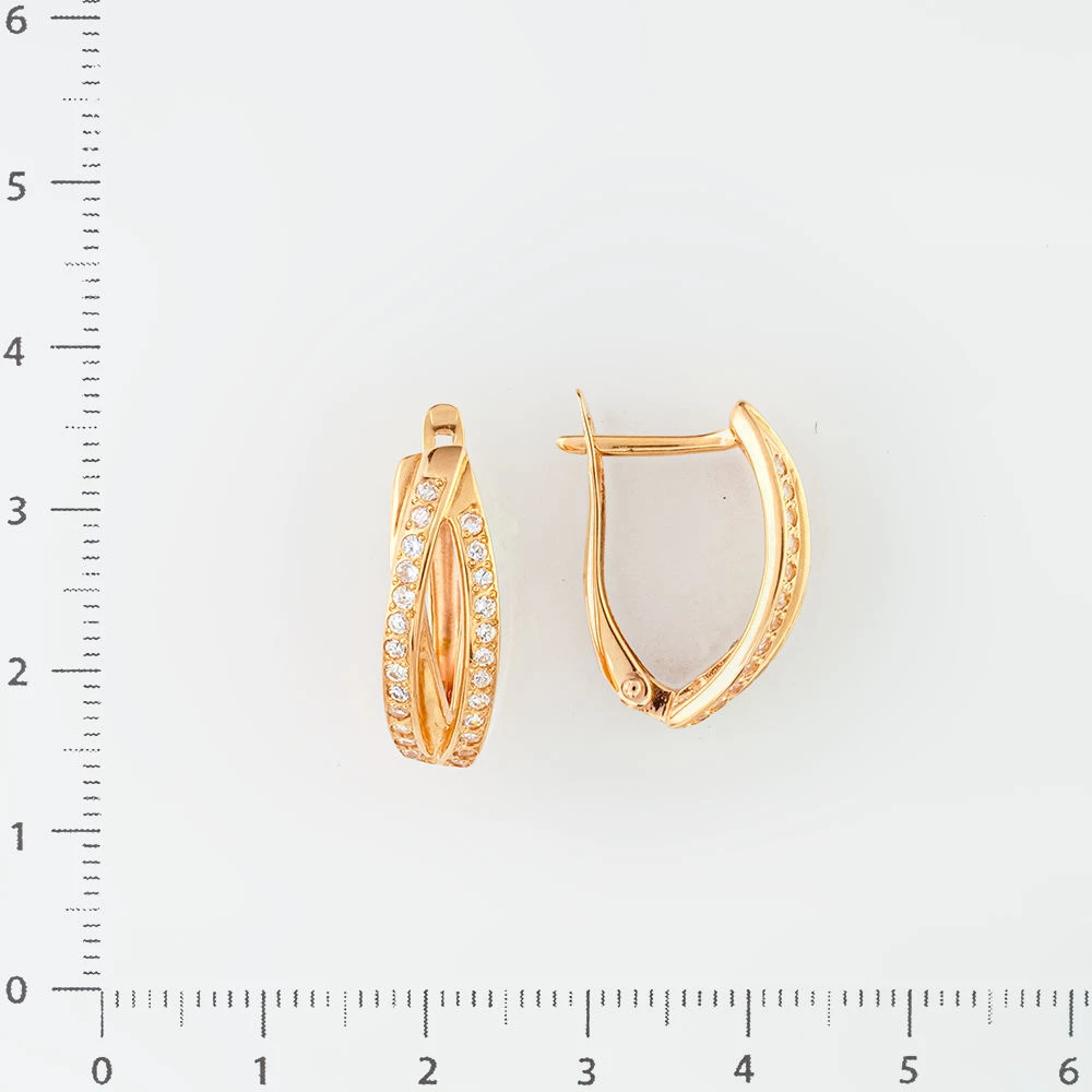 Серьги с фианитом из красного золота 585 пробы