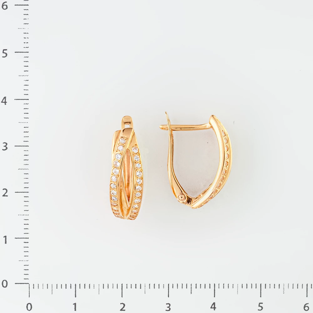 Серьги с фианитом из красного золота 585 пробы
