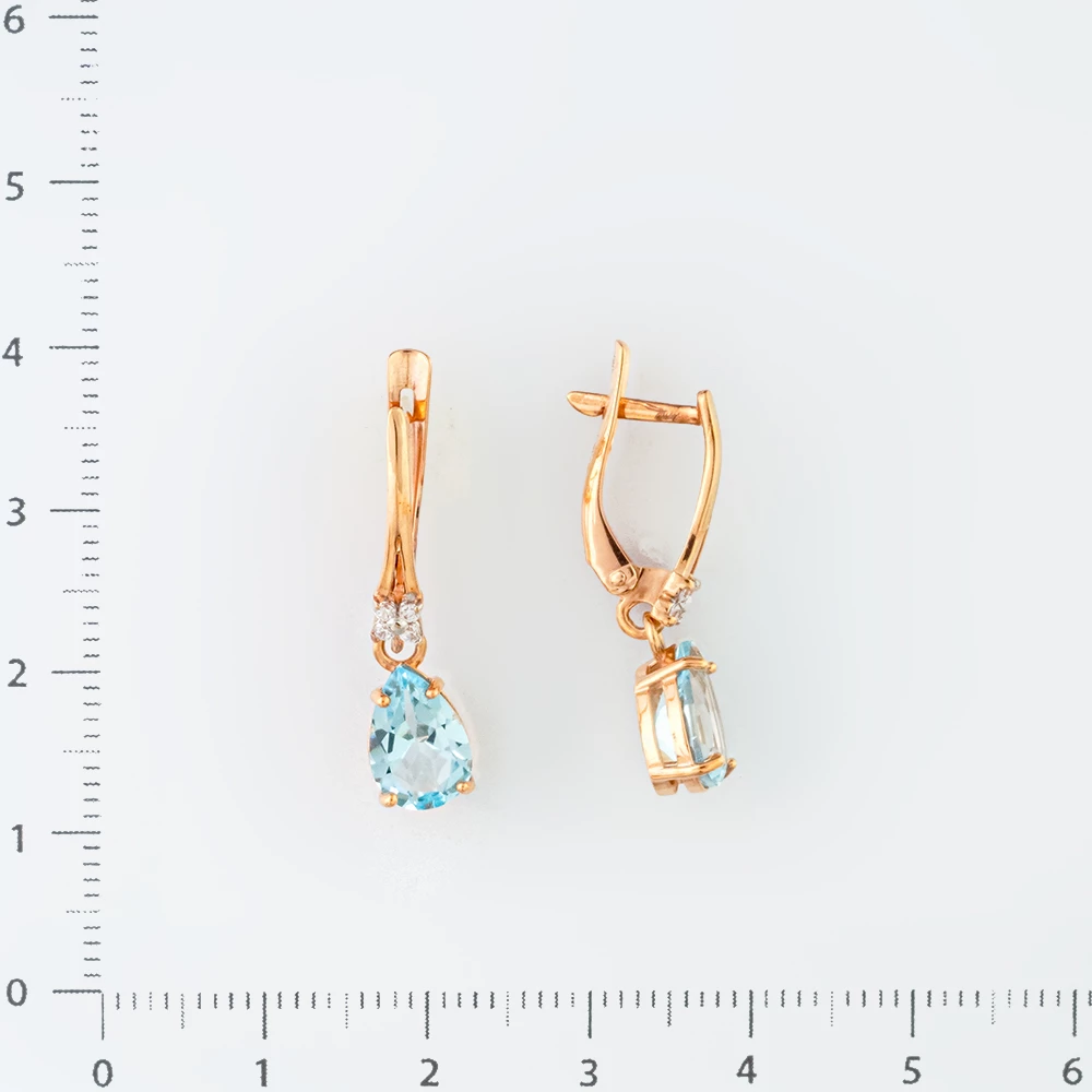 Серьги с топазом из красного золота 375 пробы