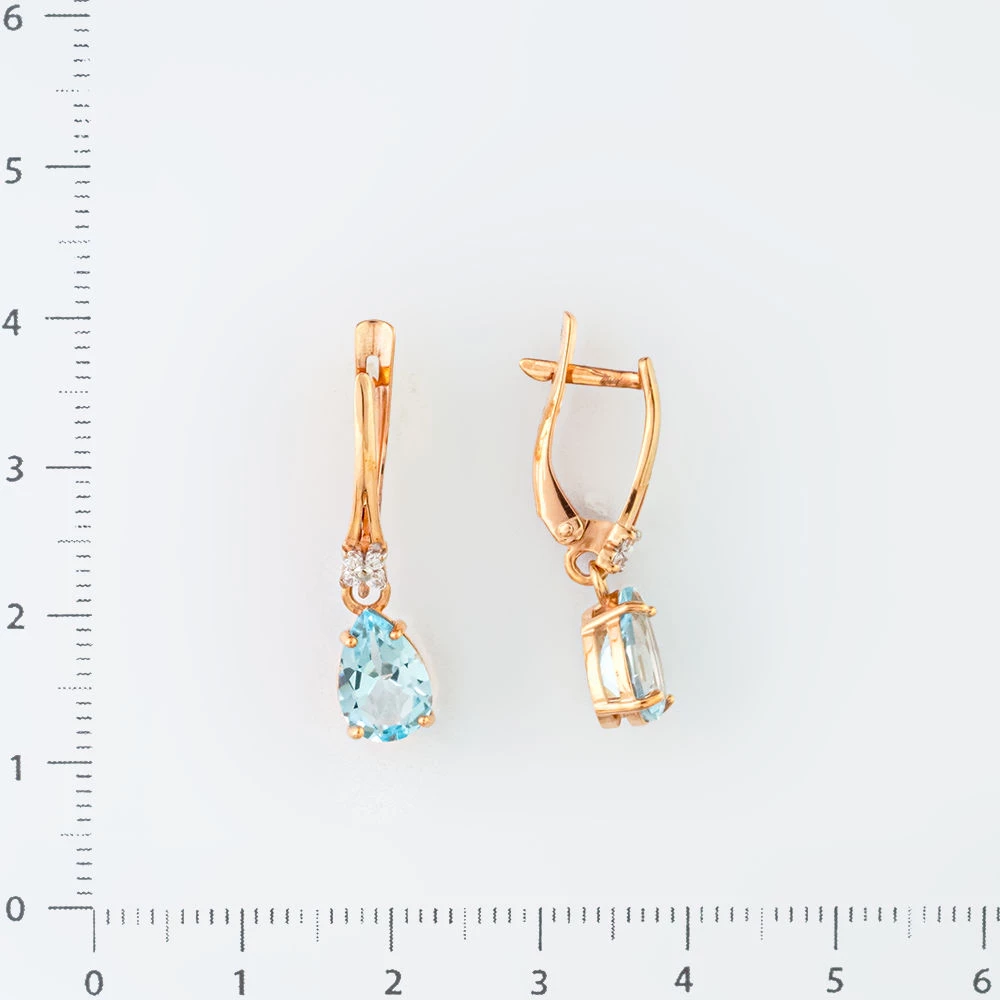 Серьги с топазом из красного золота 375 пробы