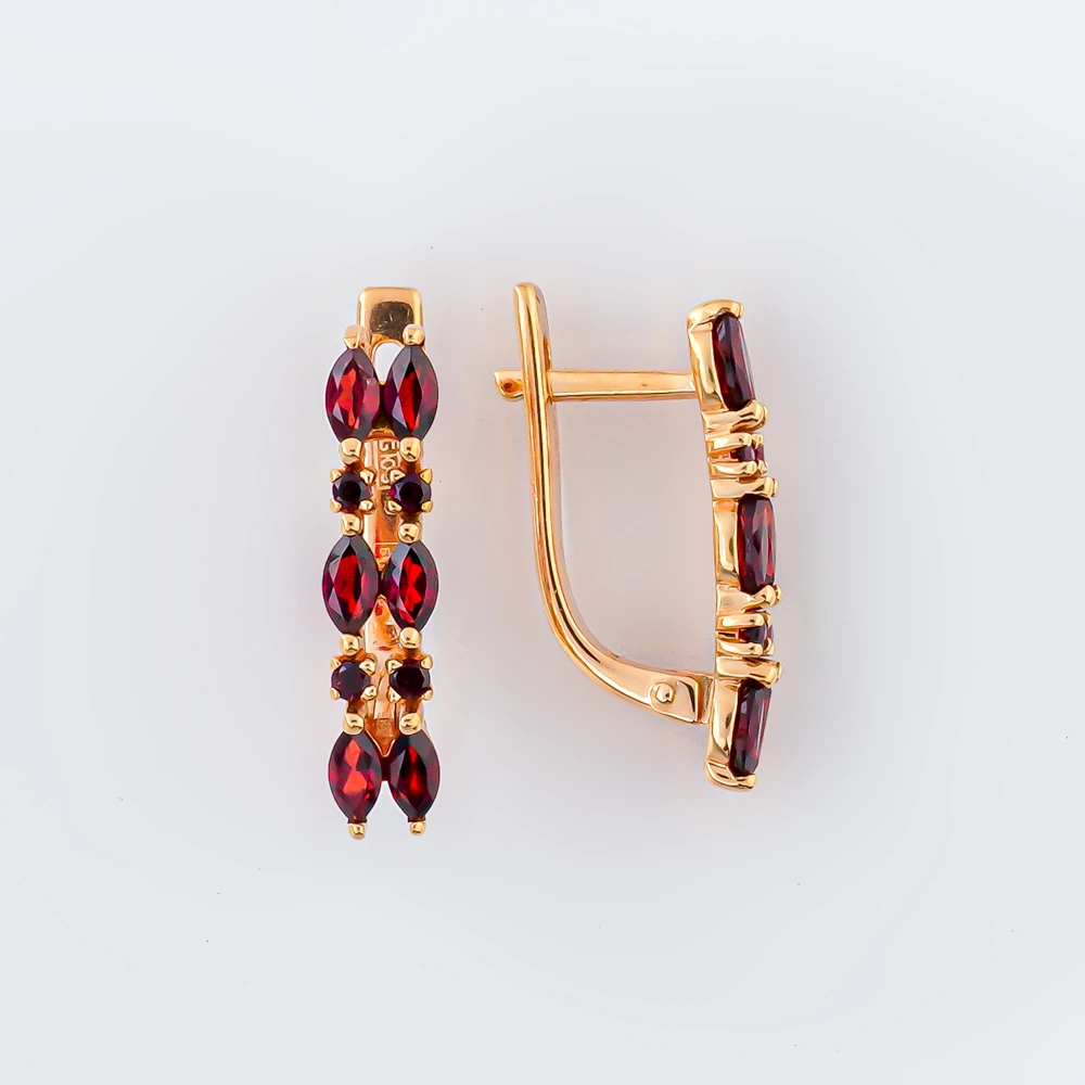 Серьги с ситаллом из красного золота 585 пробы