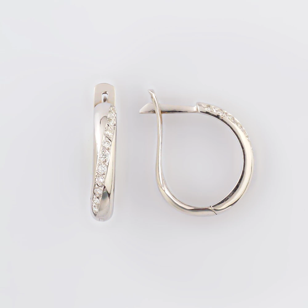 Серьги с бриллиантом из белого золота 585 пробы