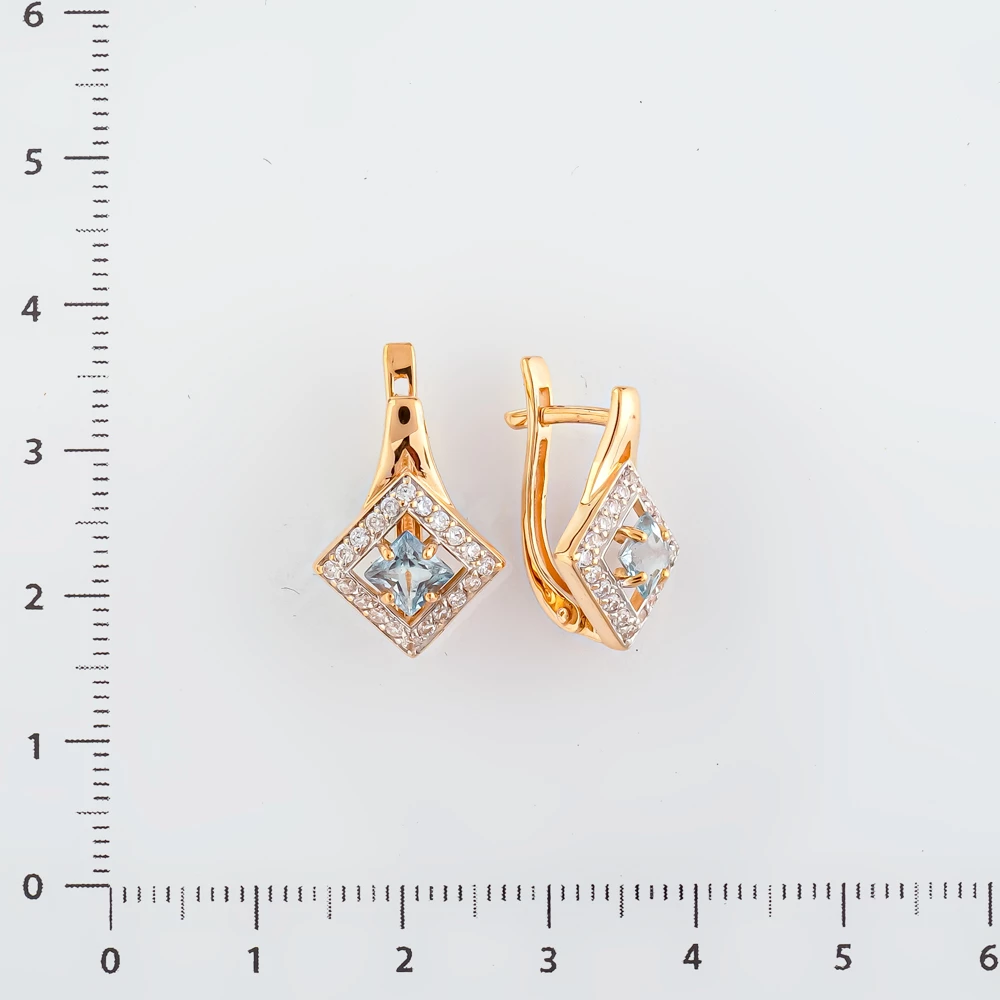 Серьги с топазом из красного золота 585 пробы