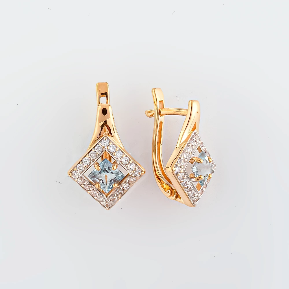 Серьги с топазом из красного золота 585 пробы