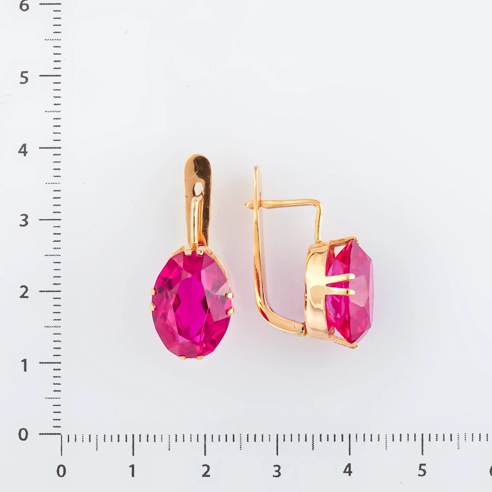 Серьги с фианитом из красного золота 583 пробы