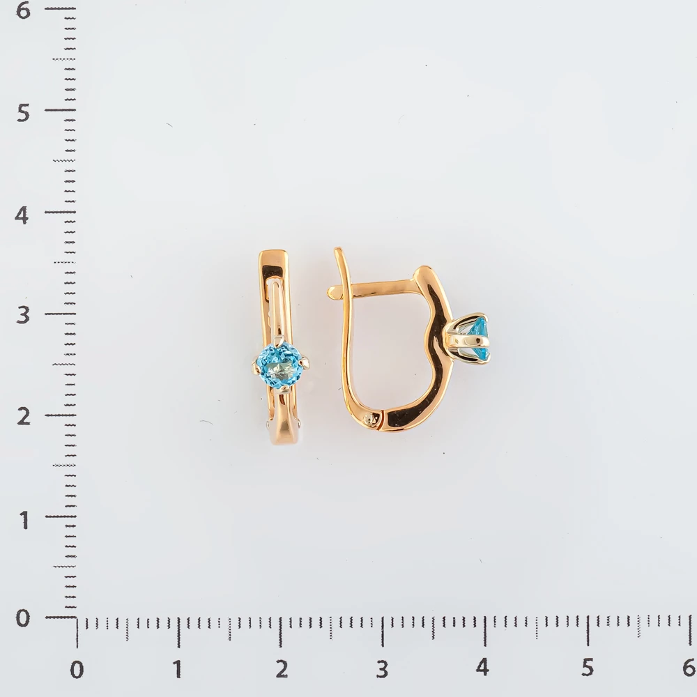 Серьги с топазом из красного золота 585 пробы