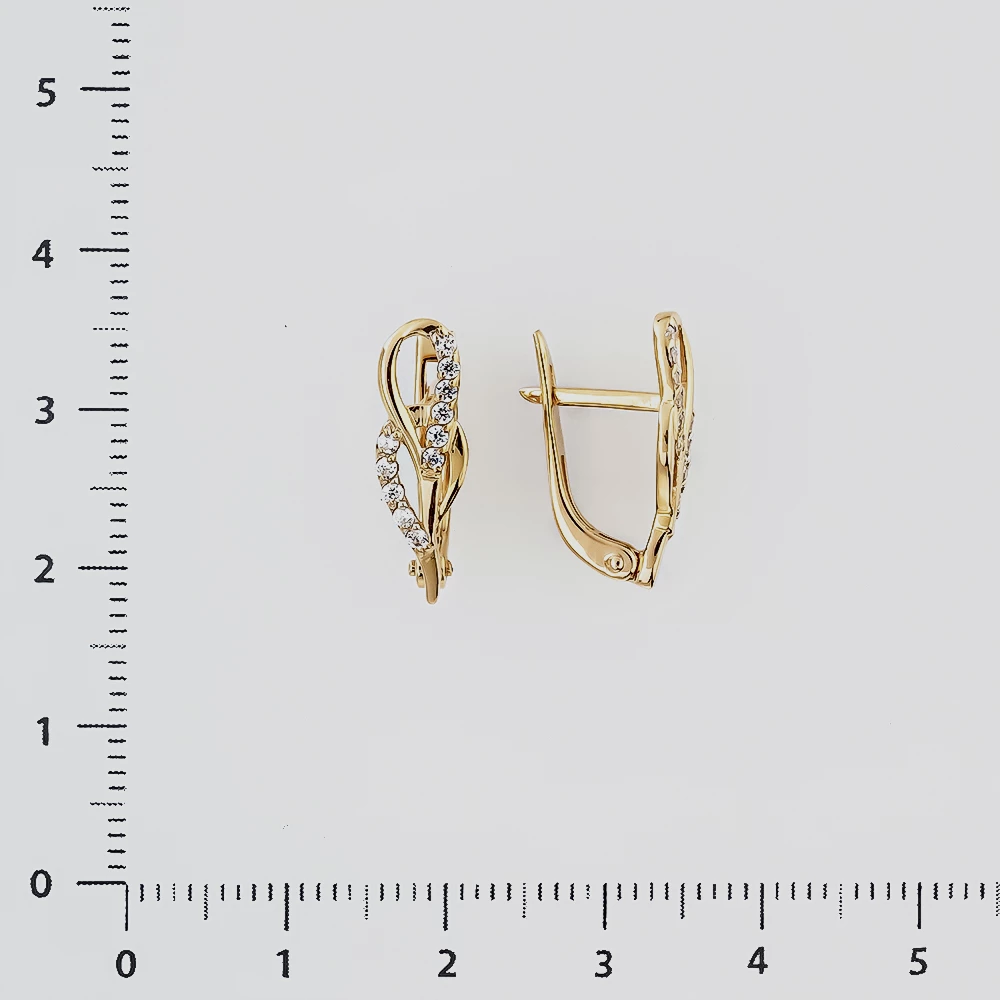 Серьги с фианитом из красного золота 585 пробы
