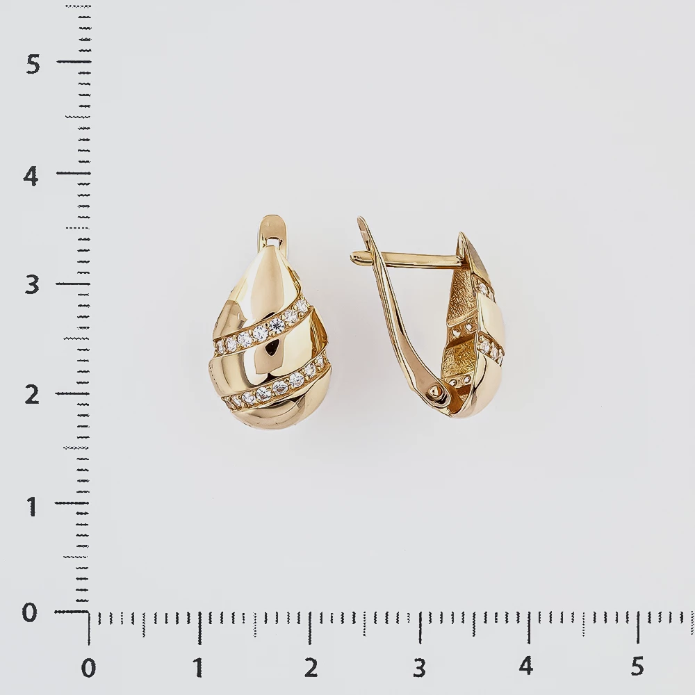 Серьги с фианитом из красного золота 585 пробы