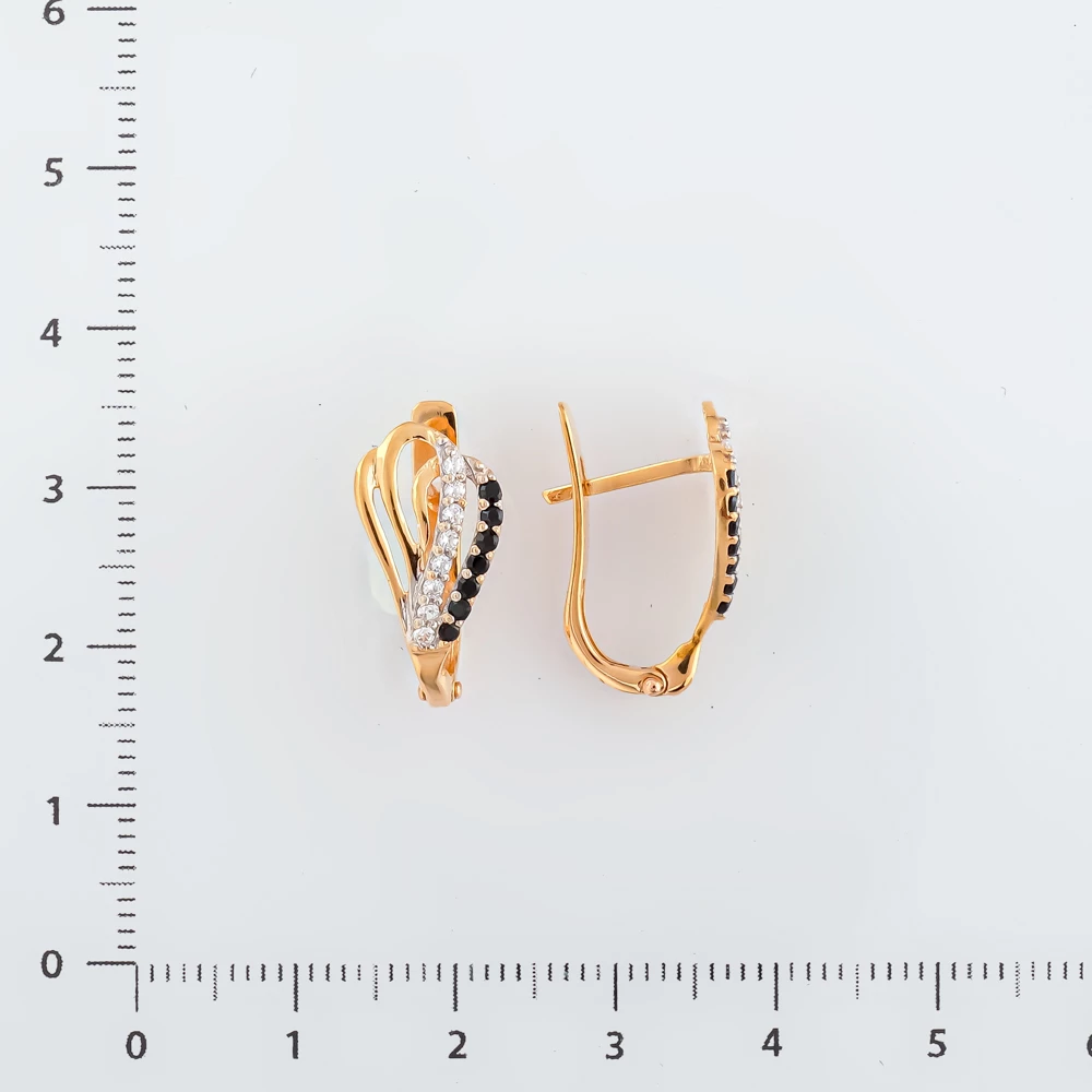 Серьги с фианитом из красного золота 585 пробы