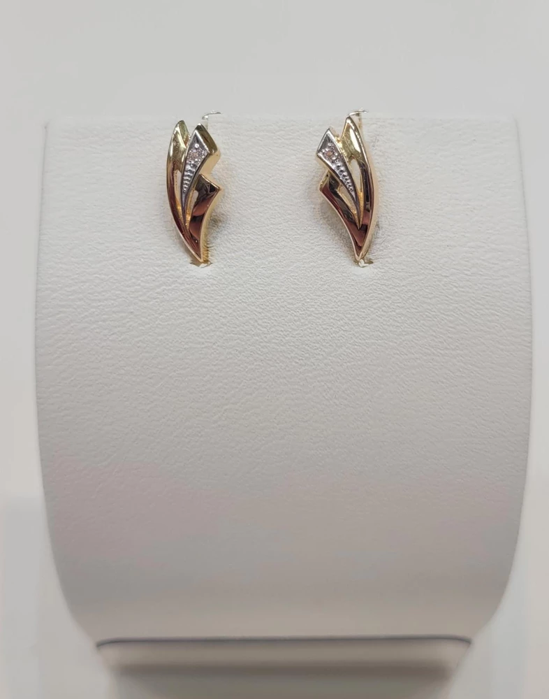 Серьги с фианитом из красного золота 585 пробы