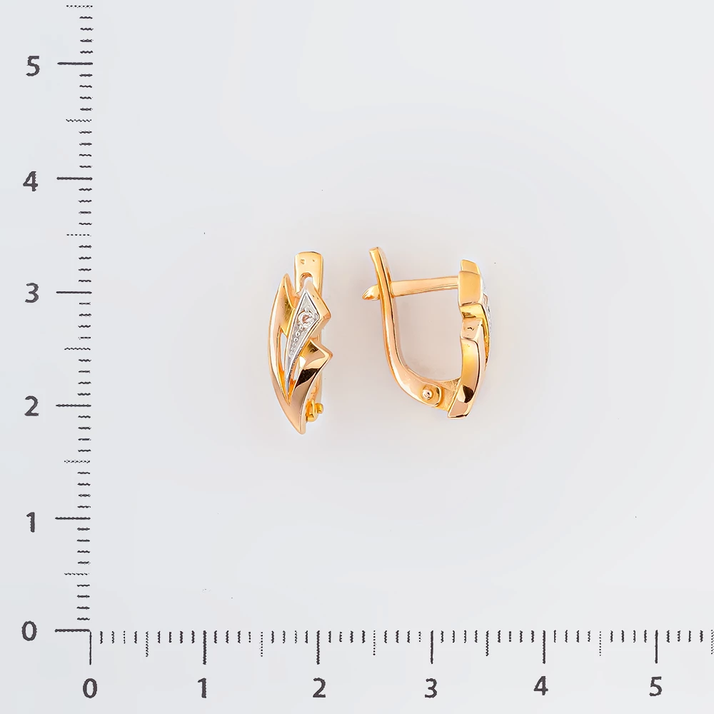 Серьги с фианитом из красного золота 585 пробы