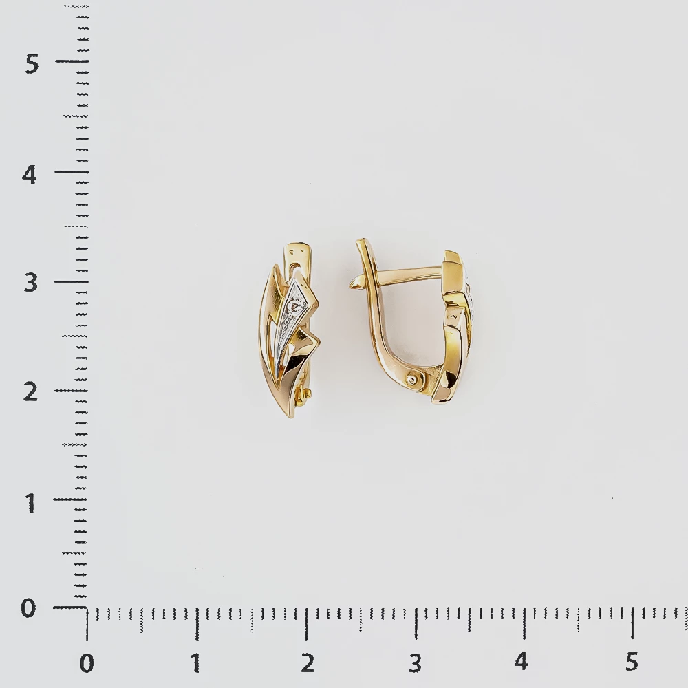 Серьги с фианитом из красного золота 585 пробы