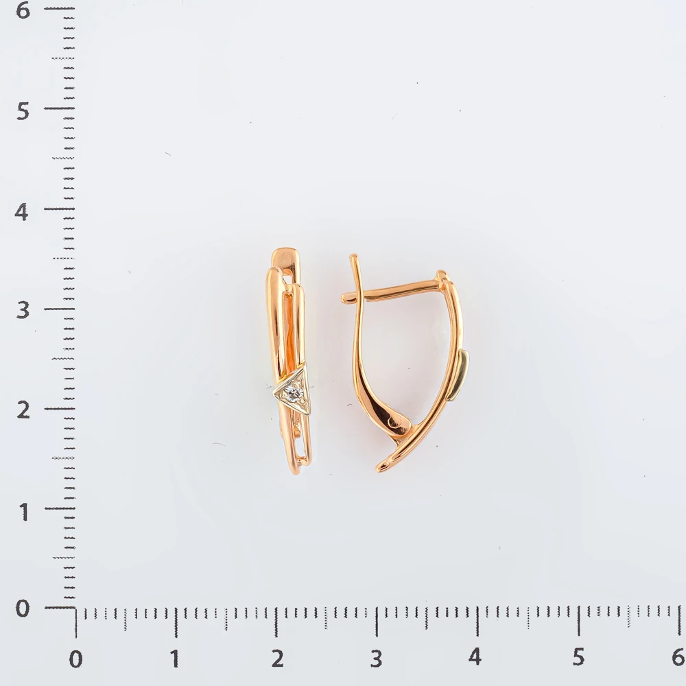 Серьги с фианитом из красного золота 585 пробы
