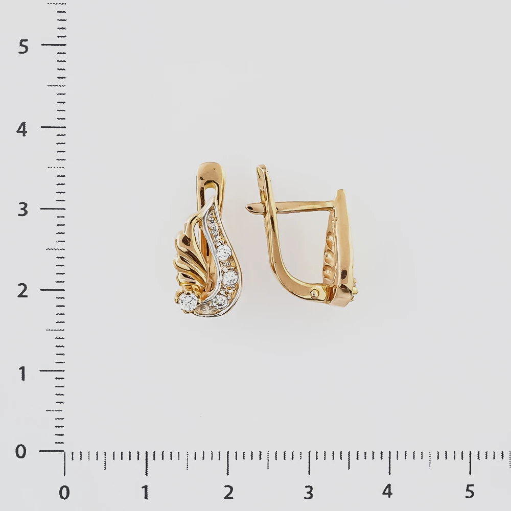 Серьги с фианитом из красного золота 585 пробы