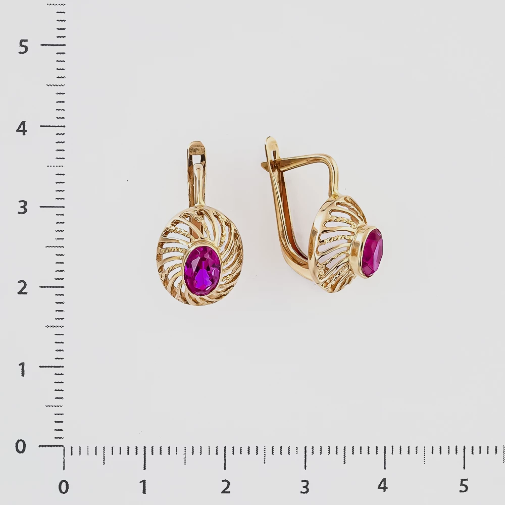 Серьги с фианитом из красного золота 583 пробы