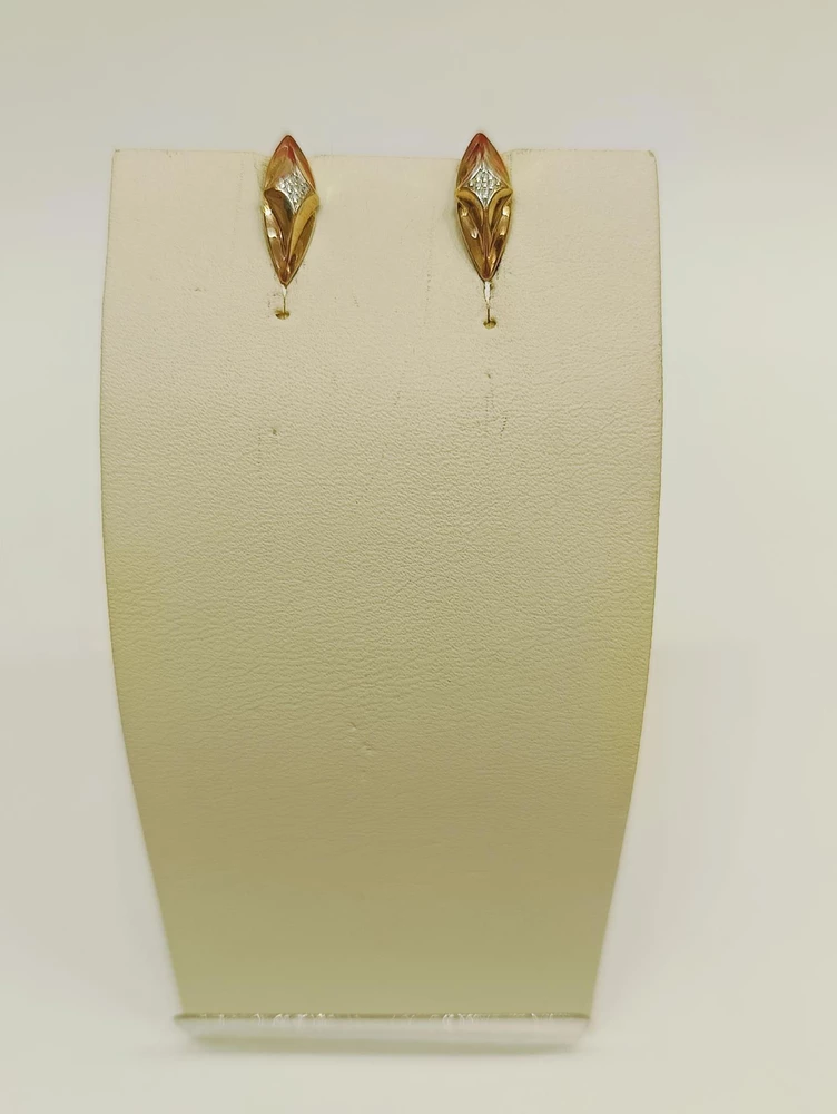 Серьги с фианитом из красного золота 375 пробы