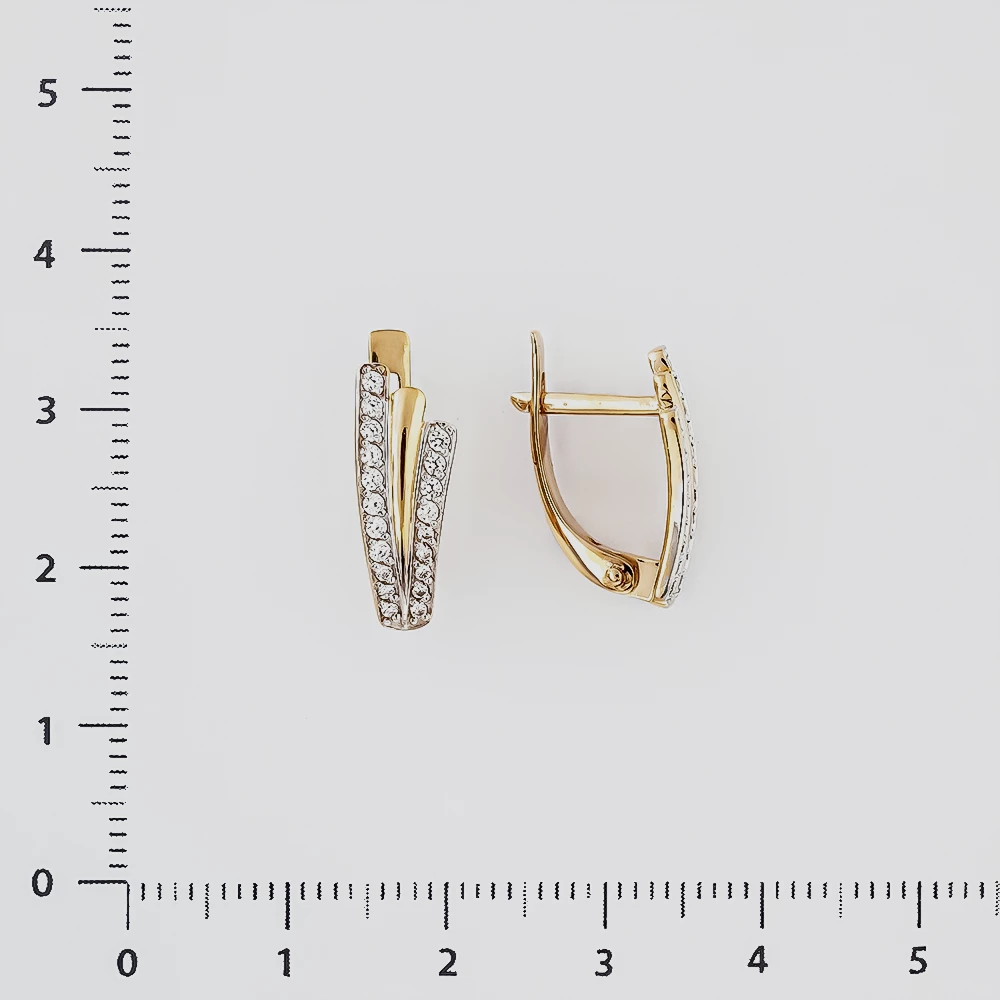 Серьги с фианитом из красного золота 585 пробы