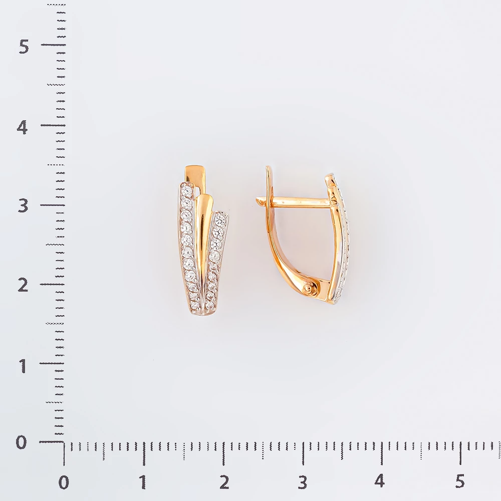 Серьги с фианитом из красного золота 585 пробы