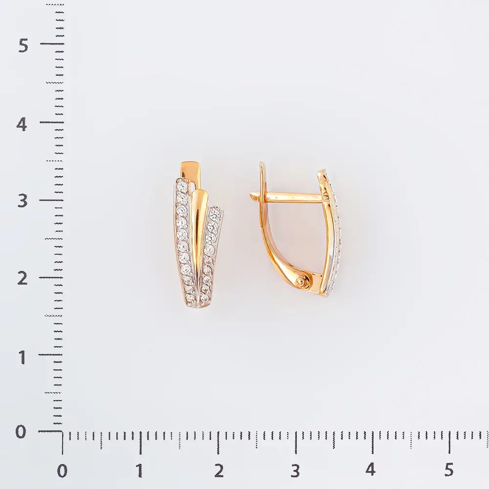 Серьги с фианитом из красного золота 585 пробы 2