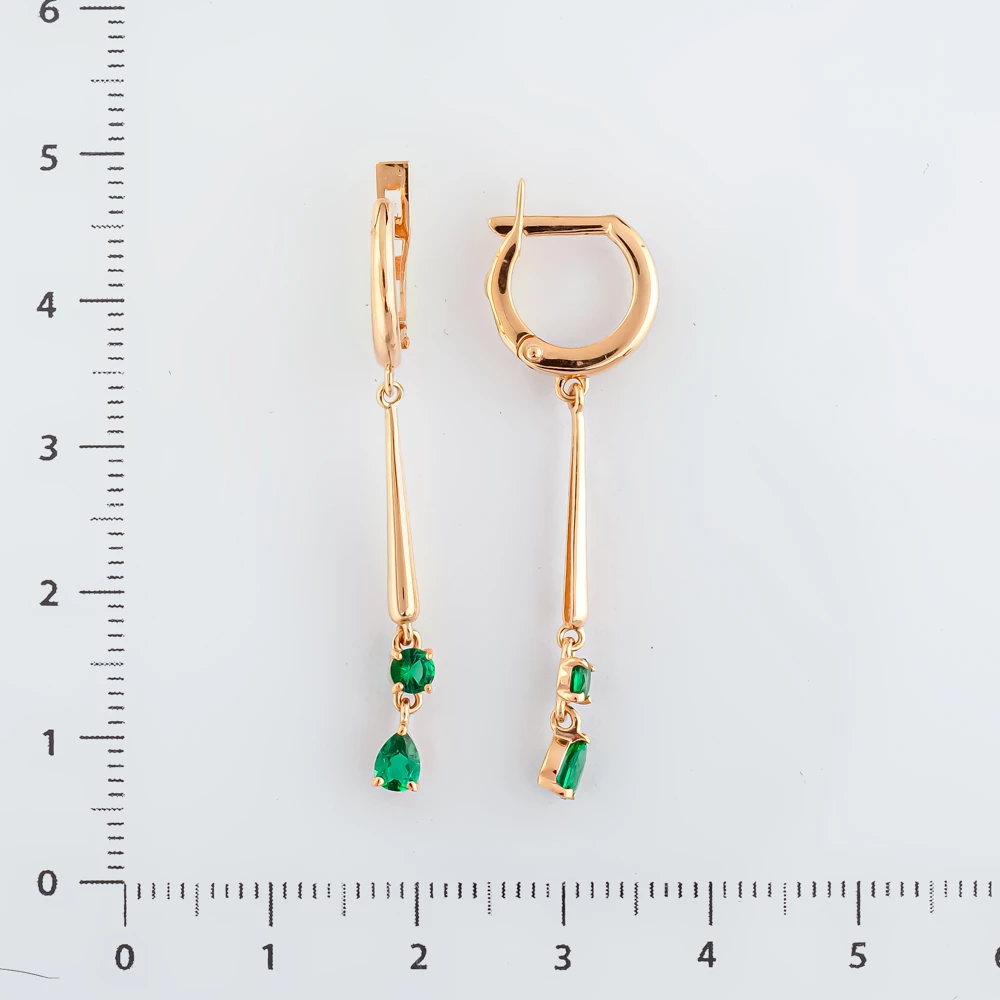 Серьги с ситаллом из красного золота 585 пробы