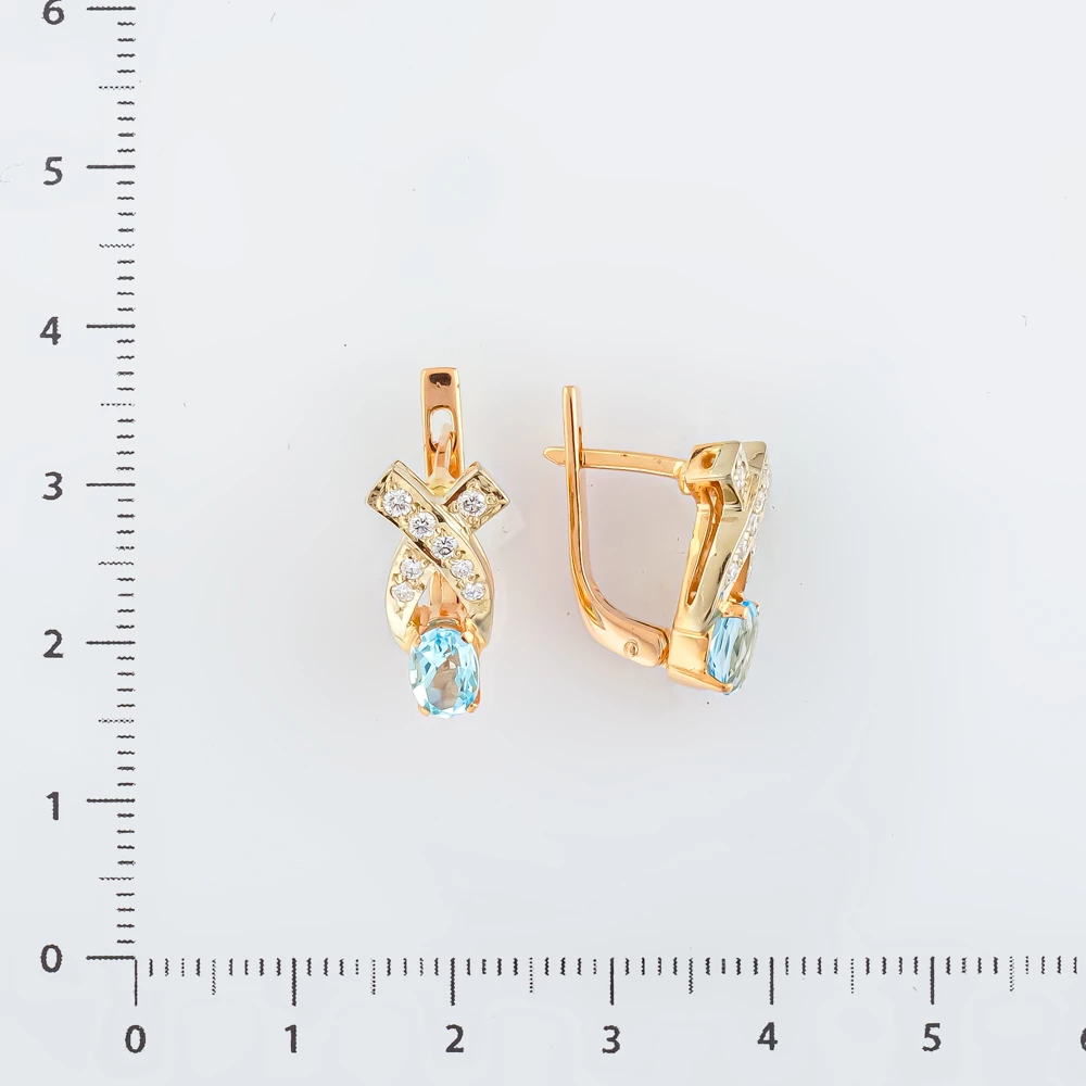 Серьги с топазом из красного золота 585 пробы