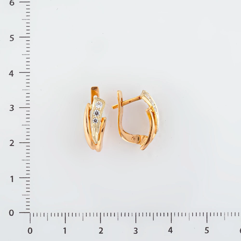 Серьги с фианитом из красного золота 585 пробы