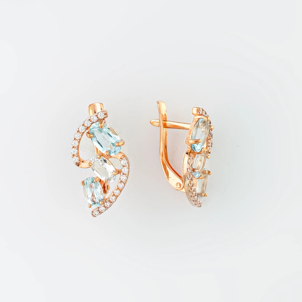 Серьги с топазом из красного золота 375 пробы