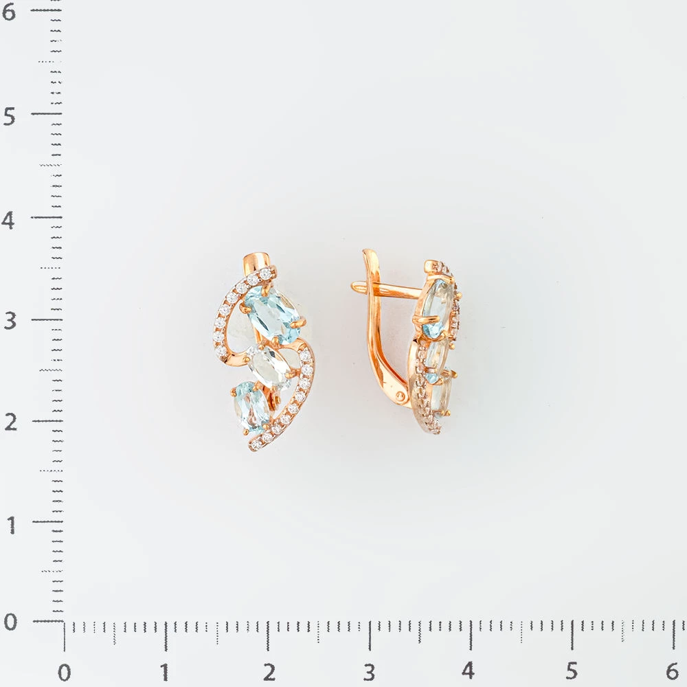Серьги с топазом из красного золота 375 пробы