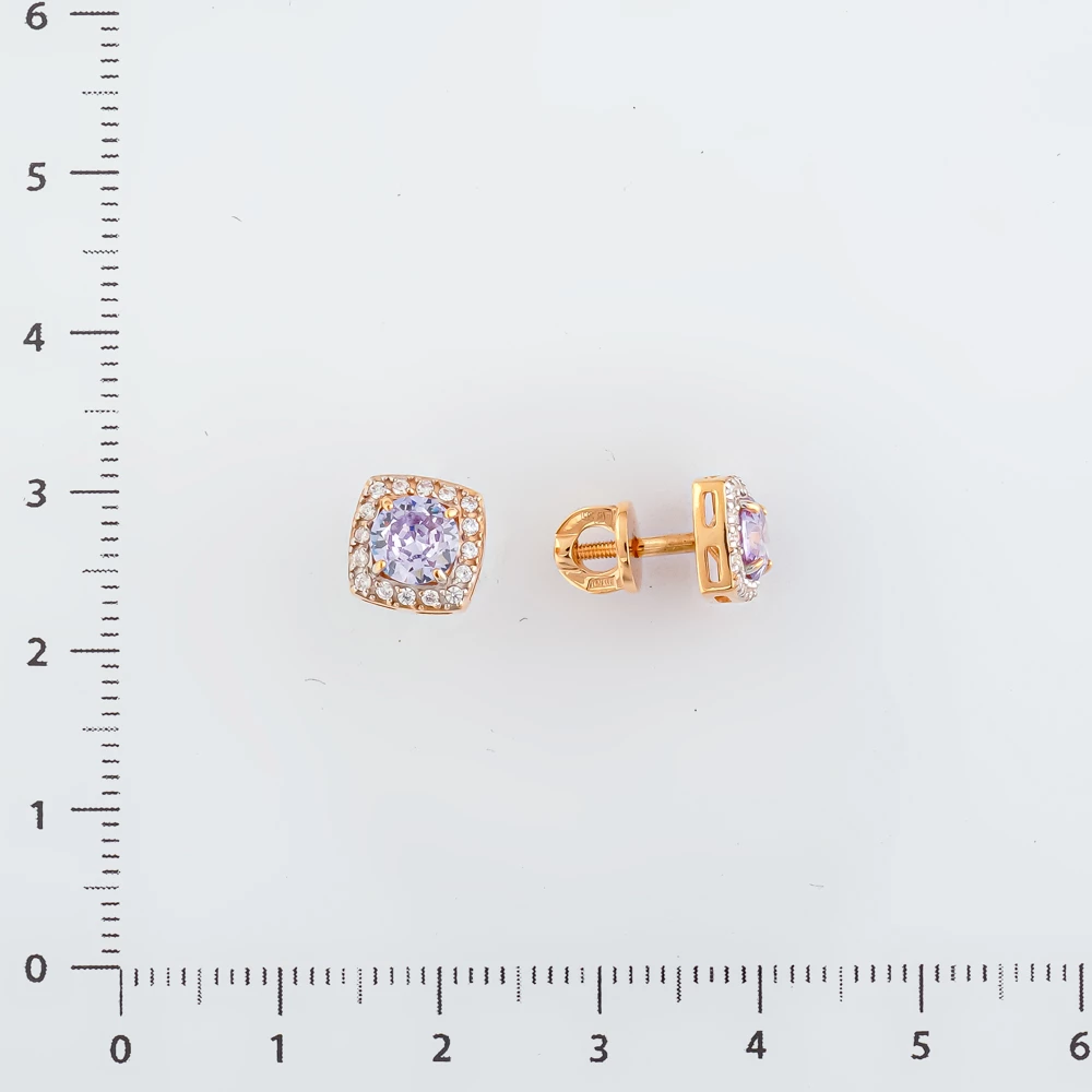 Серьги с ситаллом из красного золота 585 пробы