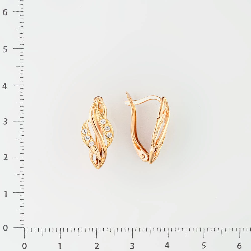 Серьги с фианитом из красного золота 585 пробы