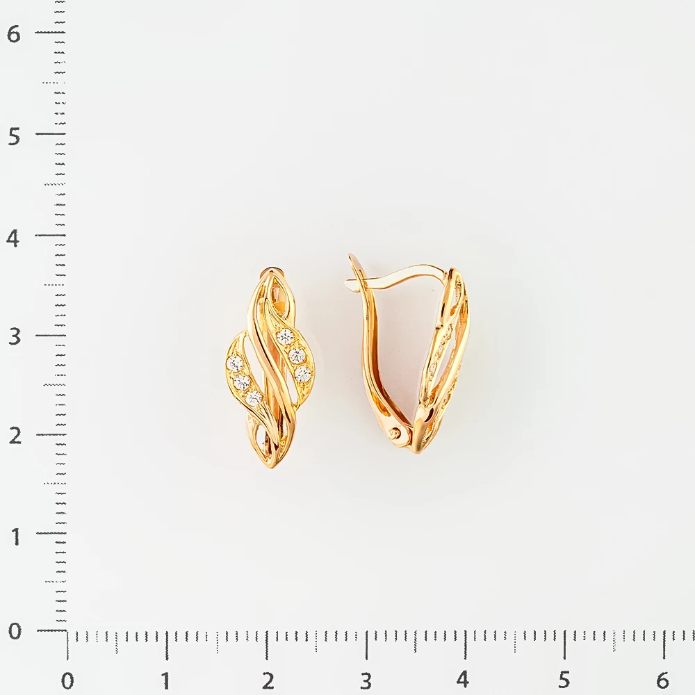 Серьги с фианитом из красного золота 585 пробы