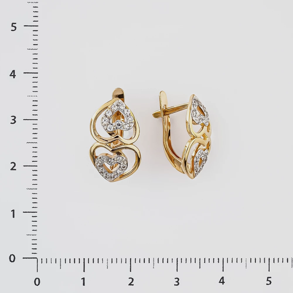Серьги с фианитом из красного золота 585 пробы