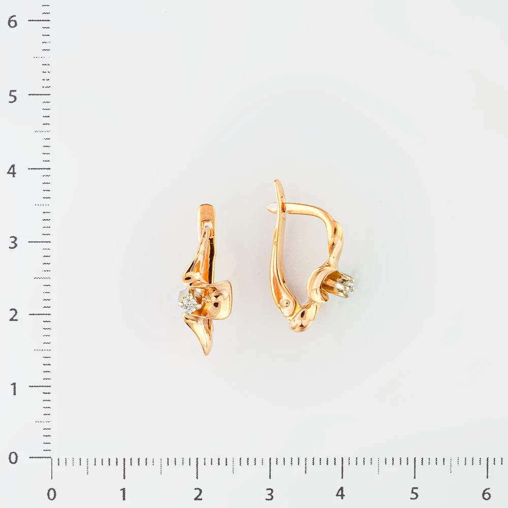 Серьги с фианитом из красного золота 585 пробы