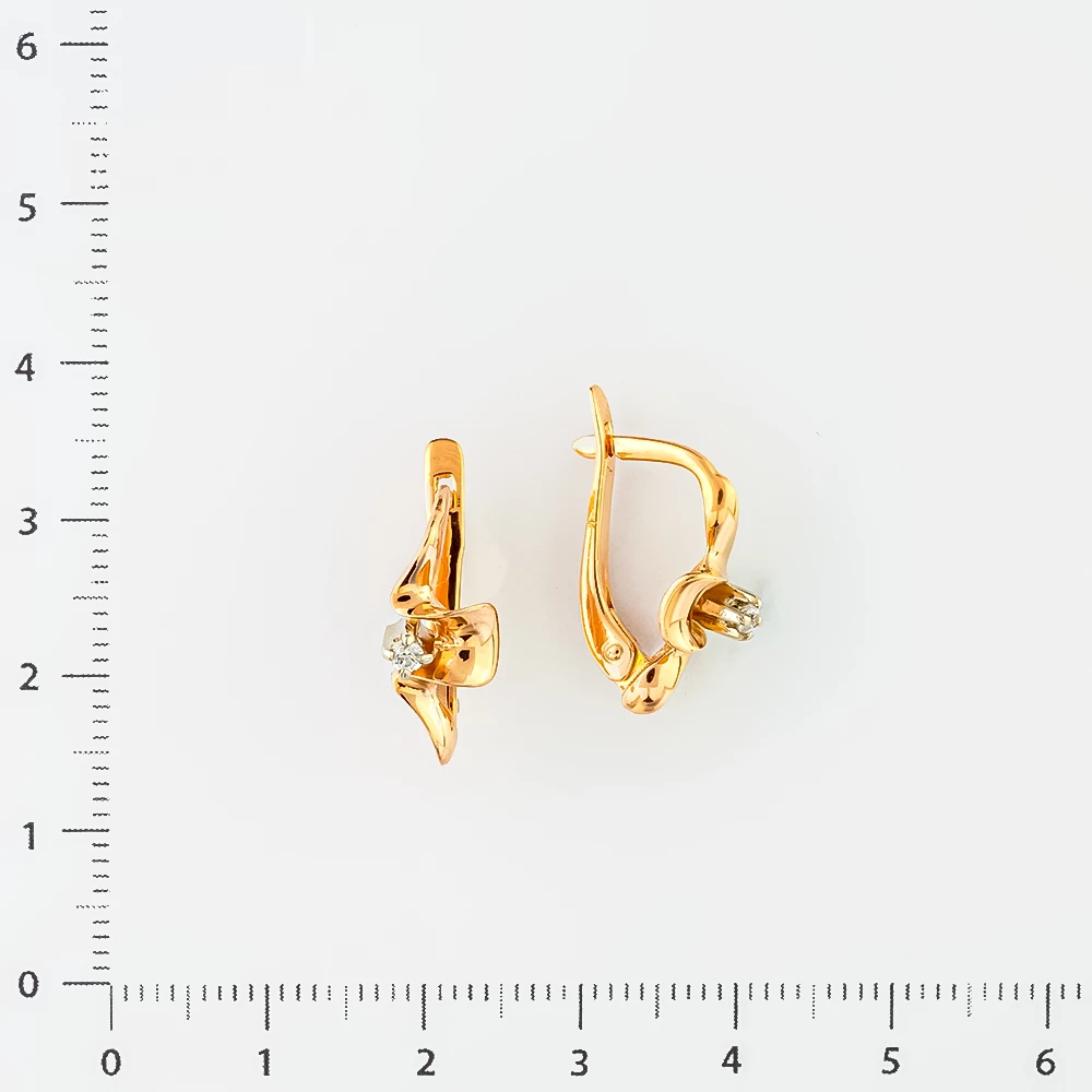 Серьги с фианитом из красного золота 585 пробы