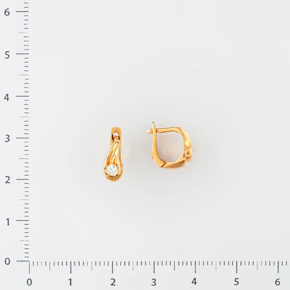 Серьги с фианитом из красного золота 585 пробы