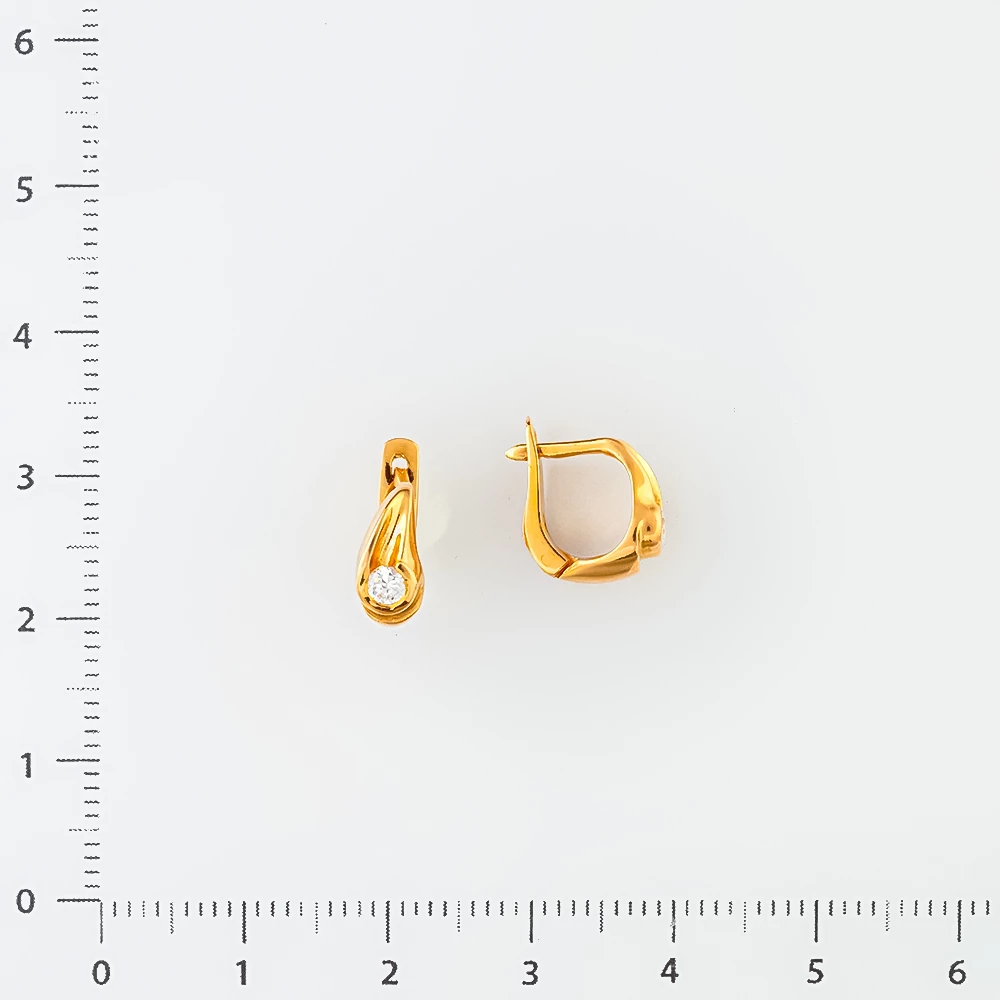 Серьги с фианитом из красного золота 585 пробы