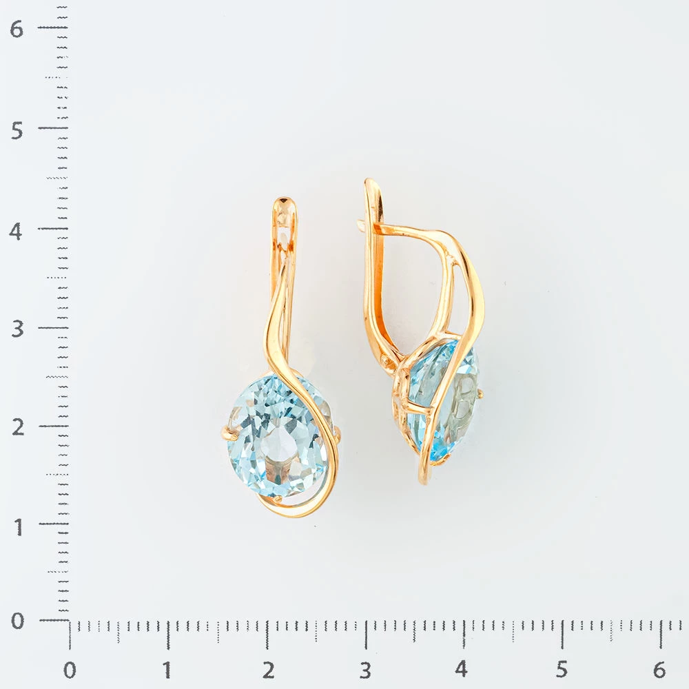 Серьги с топазом из красного золота 585 пробы