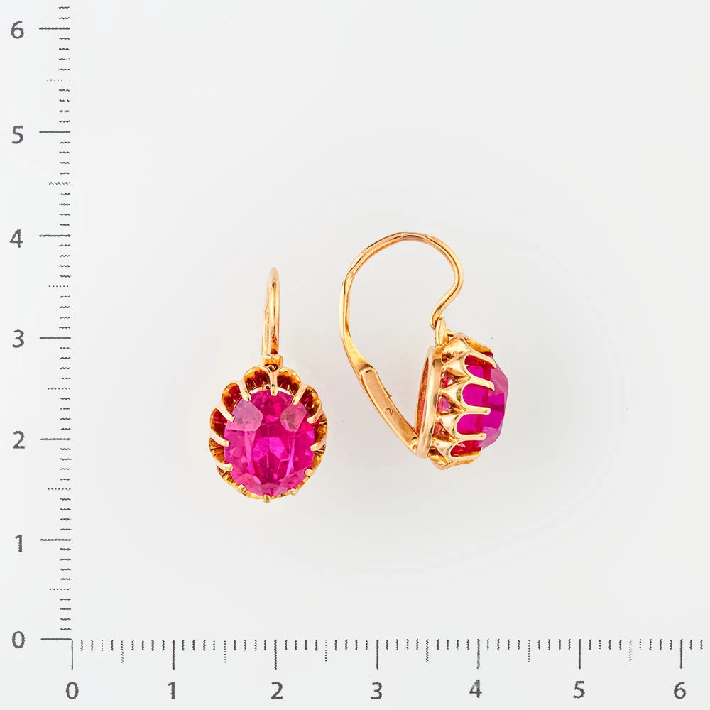 Серьги с фианитом из красного золота 583 пробы