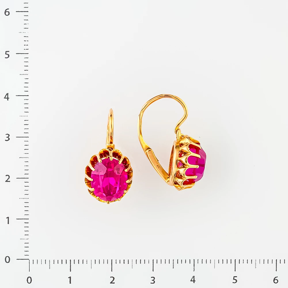 Серьги с фианитом из красного золота 583 пробы