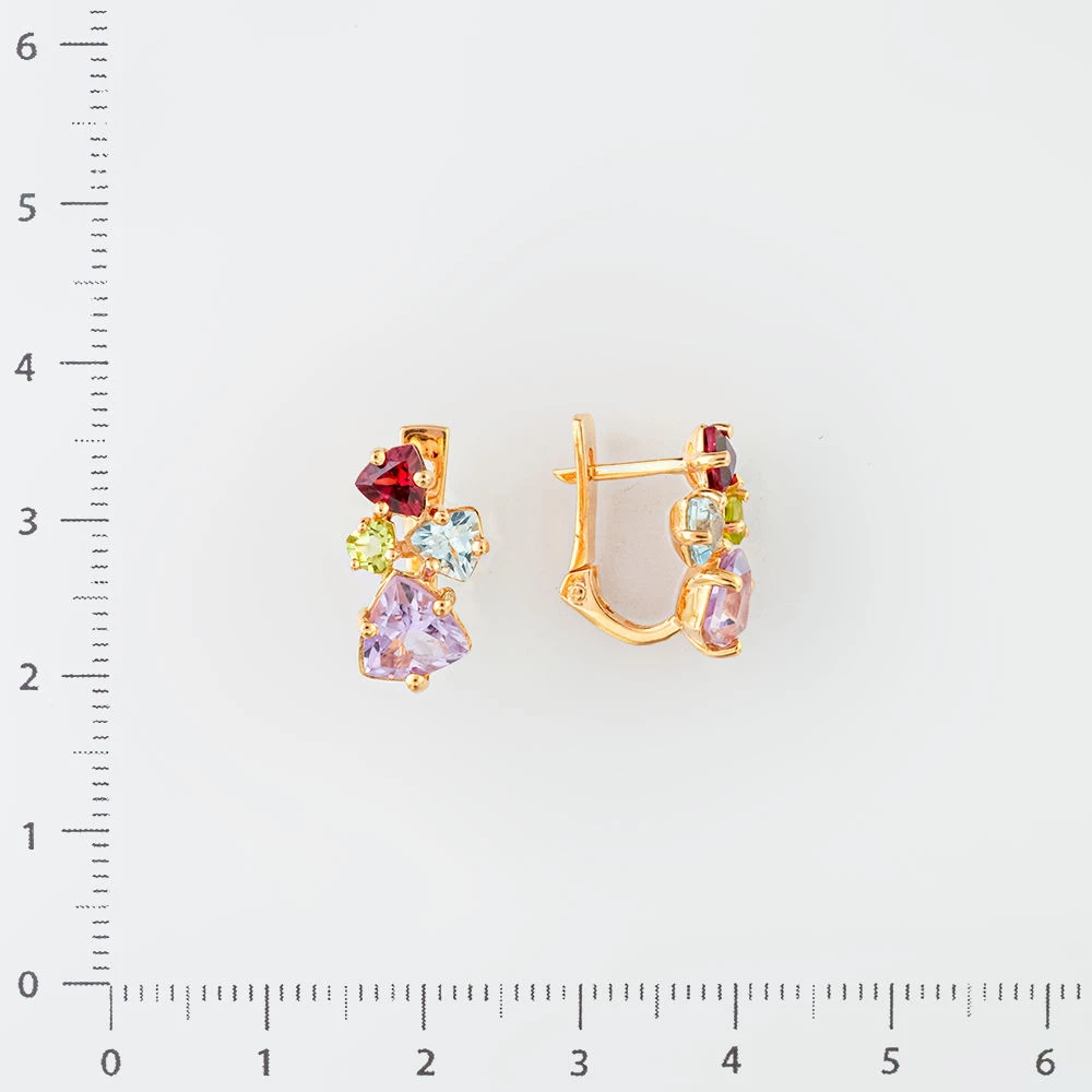 Серьги с аметистом из красного золота 585 пробы
