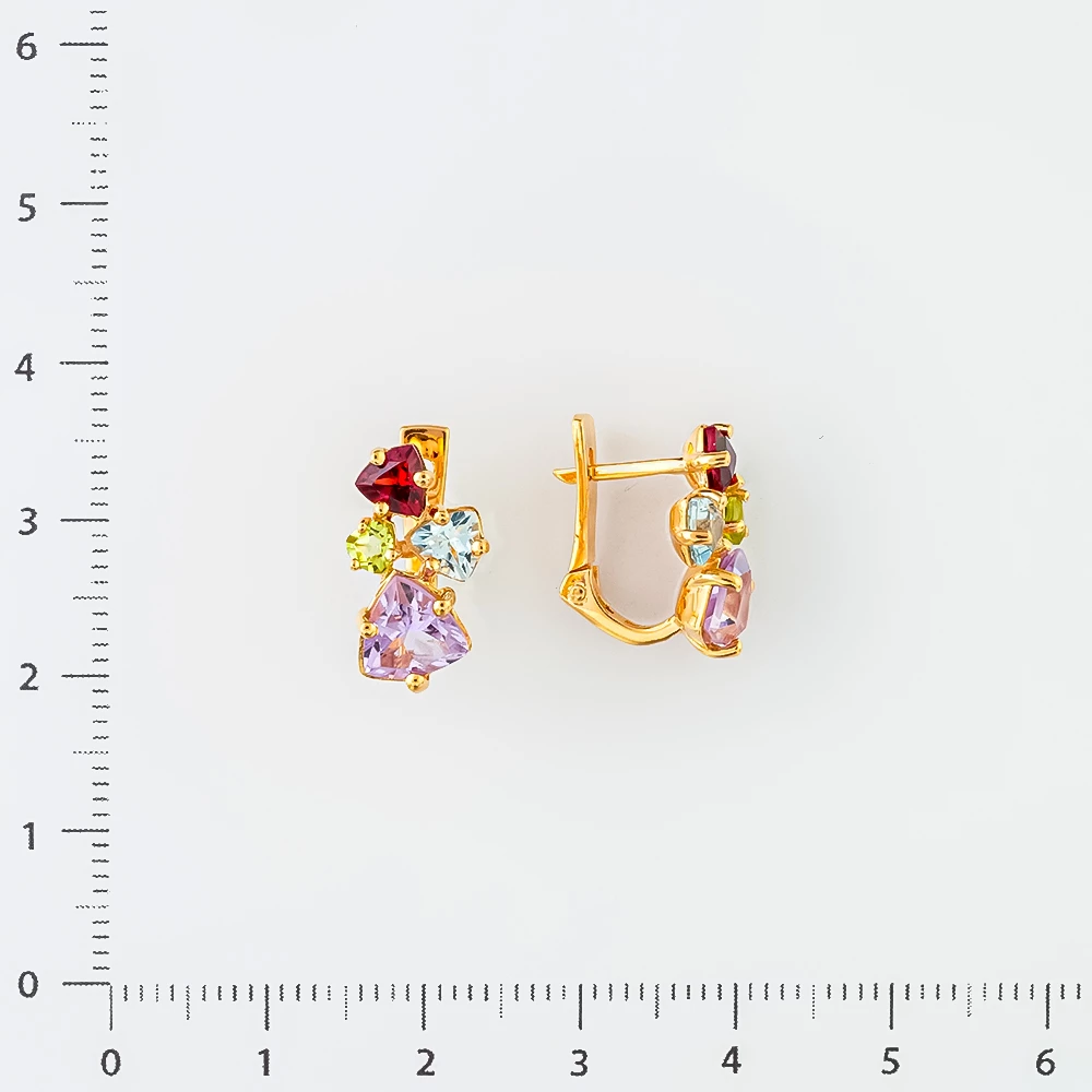Серьги с аметистом из красного золота 585 пробы