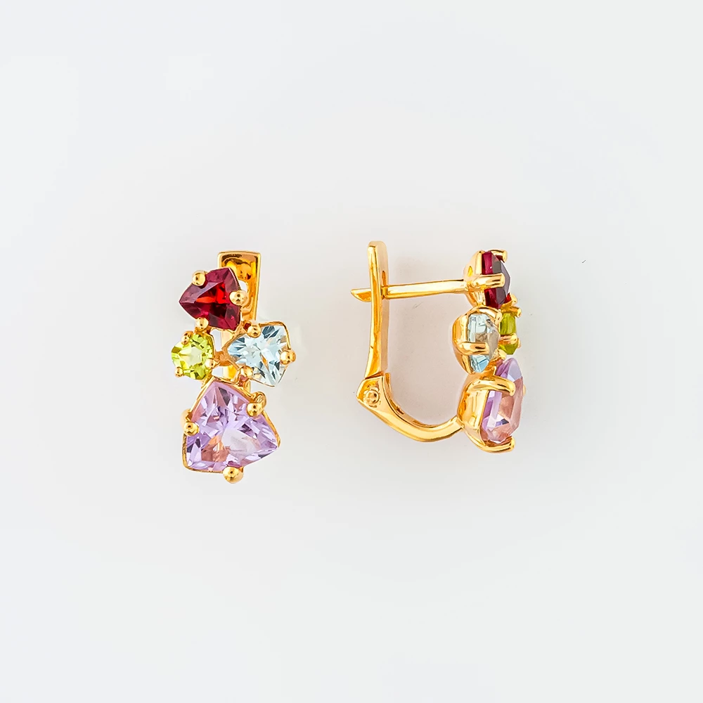 Серьги с аметистом из красного золота 585 пробы