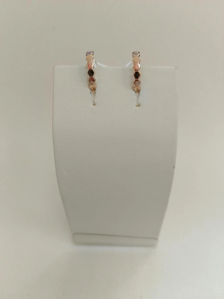 Серьги конго с фианитом из красного золота 585 пробы