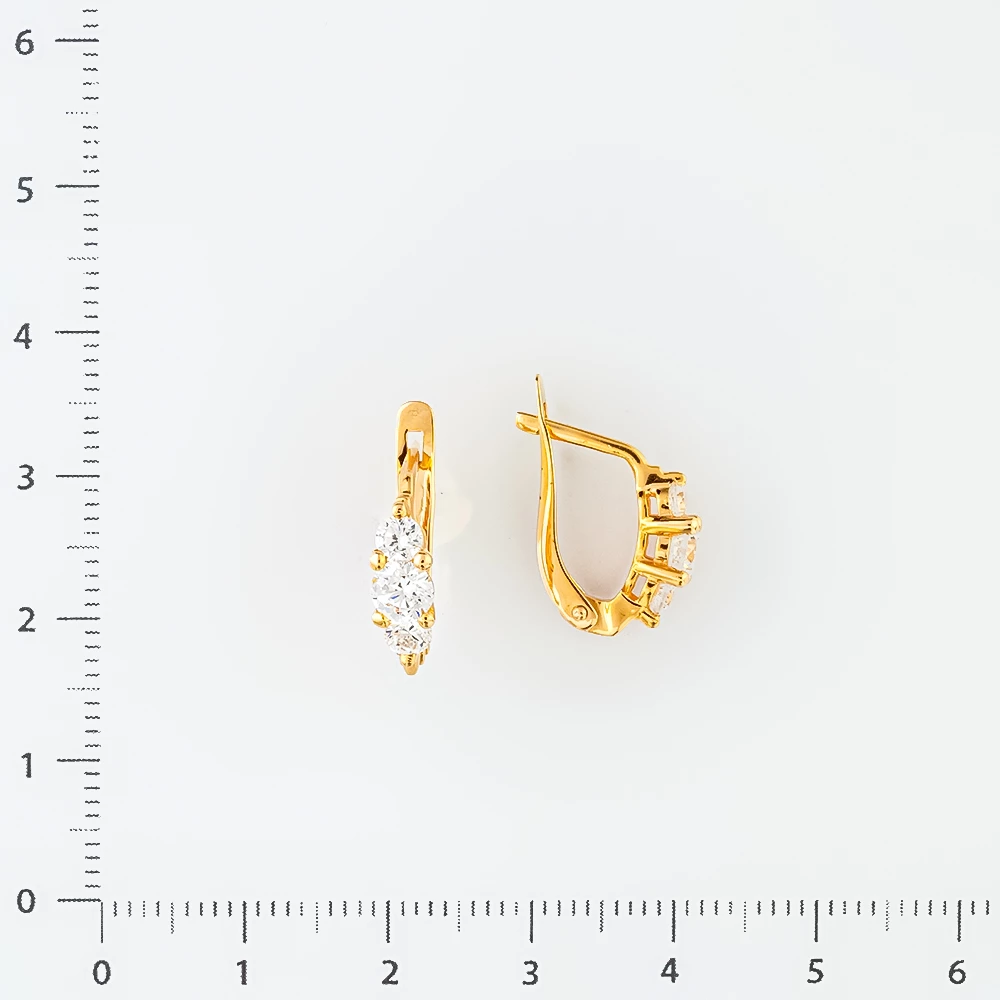 Серьги с фианитом из красного золота 585 пробы