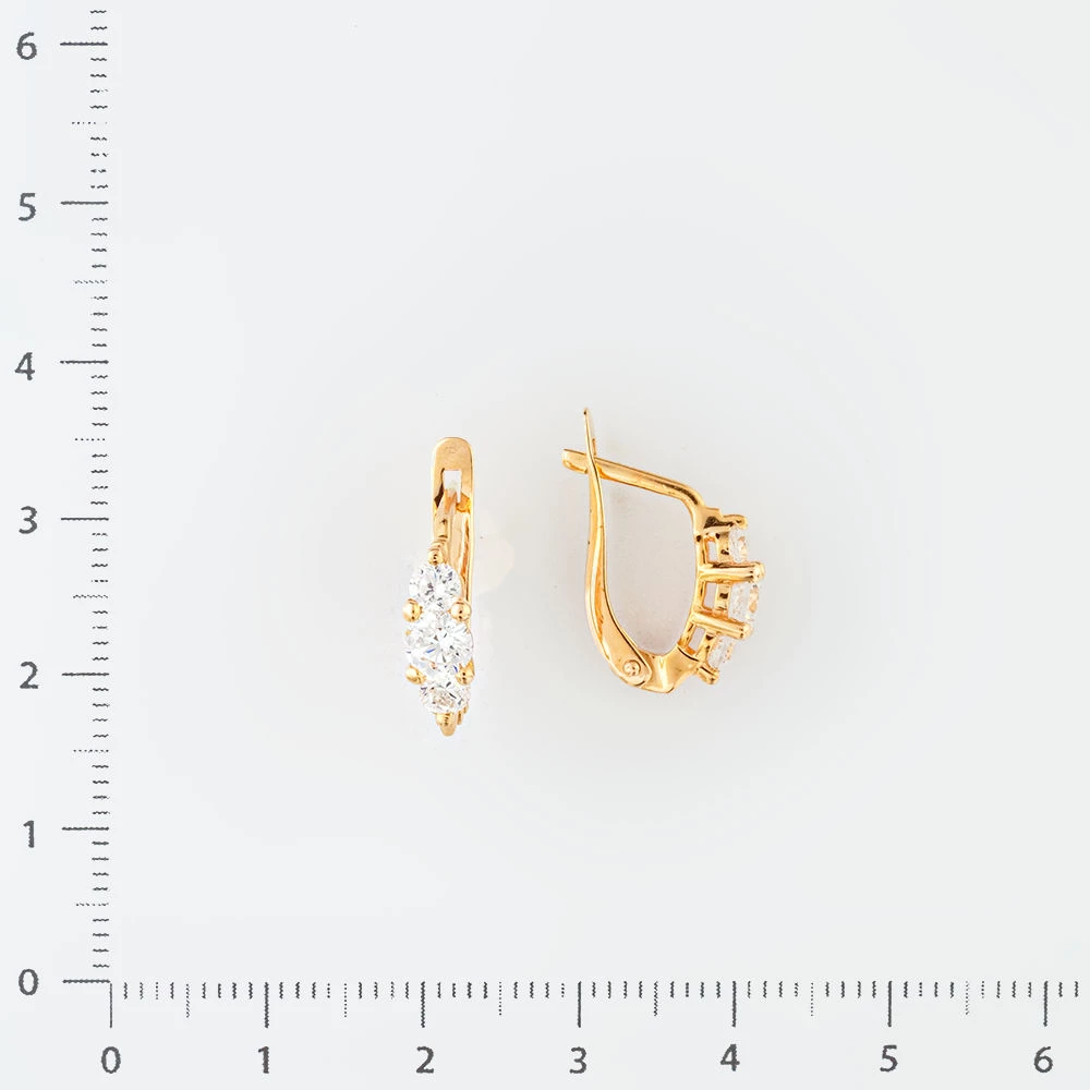 Серьги с фианитом из красного золота 585 пробы
