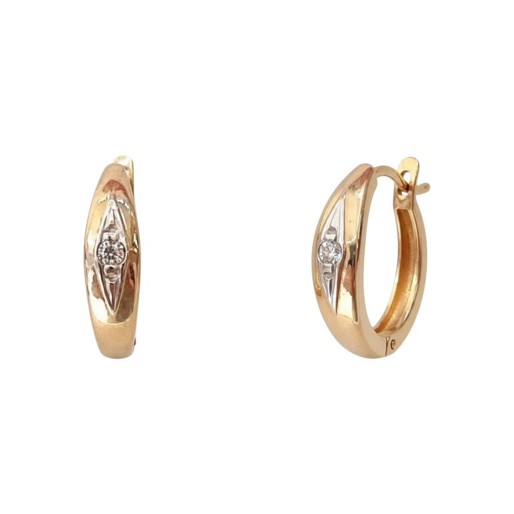 Серьги с фианитом из красного золота 585 пробы